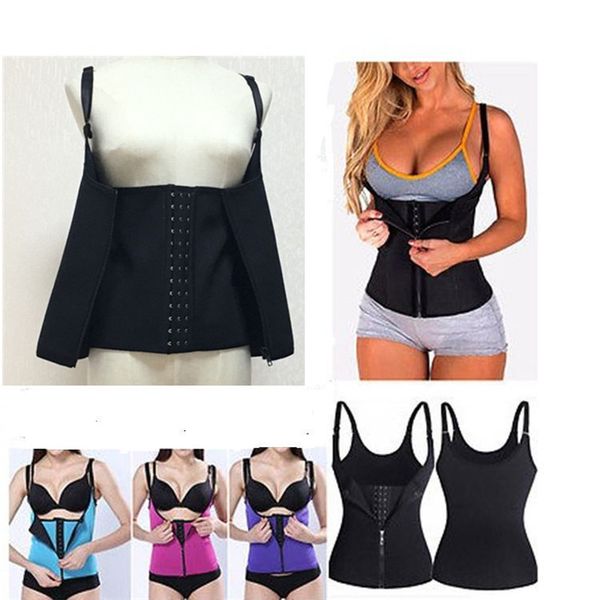 

women shapers shaper vest corset underwear neoprene training tummy bodycon shaper girdle waist cincher double-breasted zipper 582, Black;white