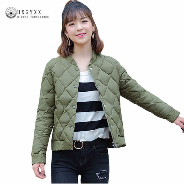 

2019 ultra light autumn jacket women coat slim thin wadded jackets argyle solid color plus size short female outerwear okd183, Tan;black