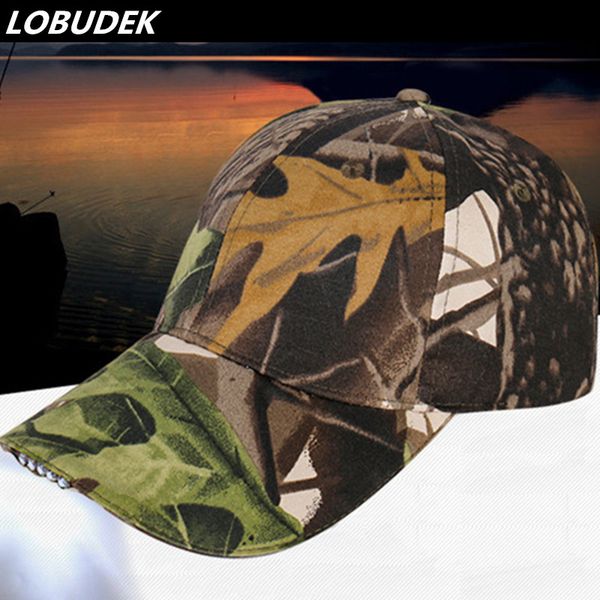 

led camouflage cap night outdoors baseball caps flash cap female male singer dance stage performance prop accessories, Blue;gray
