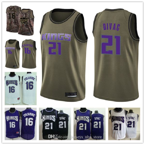 

custom men s youth sacramentokings16 peja stojakovic 21 vlade divac red blue black throwback basketball editionnbajersey, Black;red