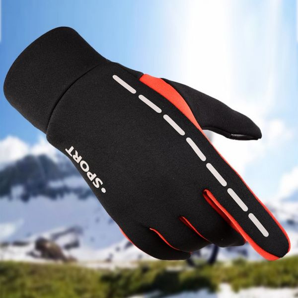 

windproof cycling bicycle gloves winter thermal fleece warm full finger touch screen gloves men women riding bike long glove hot, Black