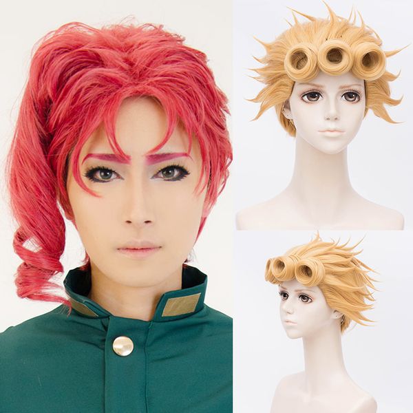 Parrucca cosplay Le bizzarre avventure di JoJo Golden Wind Giorno Giovanna Kakyoin Noriaki