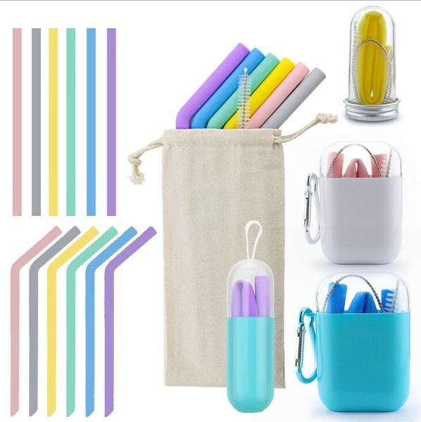 

travel portable silicone drinking straws collapsible straws with cleaning brush and case reusable folding straws drinking tools