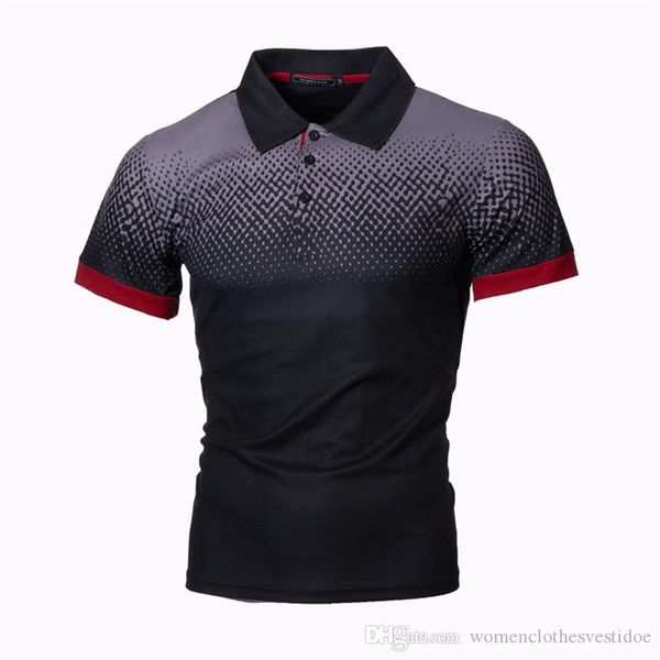 

gradient color mens polo shirts designer luxury printed gradient slim tee casual mens short sleeves, White;black