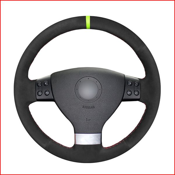 

black suede hand sew steering wheel cover for volkswagen golf 5 2005-2009 passat b6 jetta 3 tiguan touran 2008 2009 2010