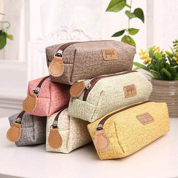 

creative zipper pencil case twill canvas large pen box kawaii pencil bag for student girl cute school stationery supplies etui