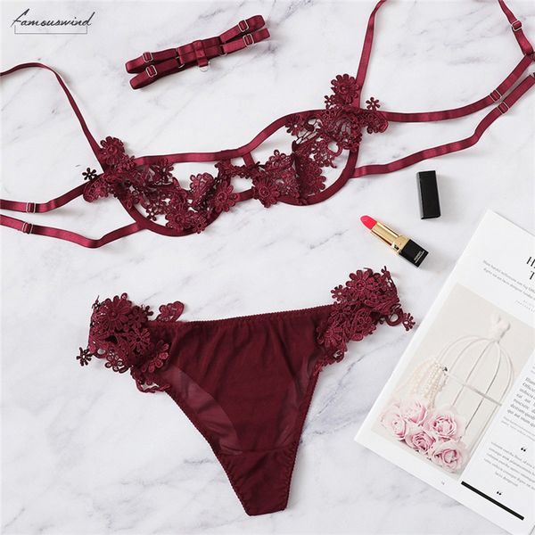 

бордовые sexy аппликации lingerie lace detail установить с choker летней беспроводной бюстгальтер и трусы нижнее белье белье наборы, Red;black