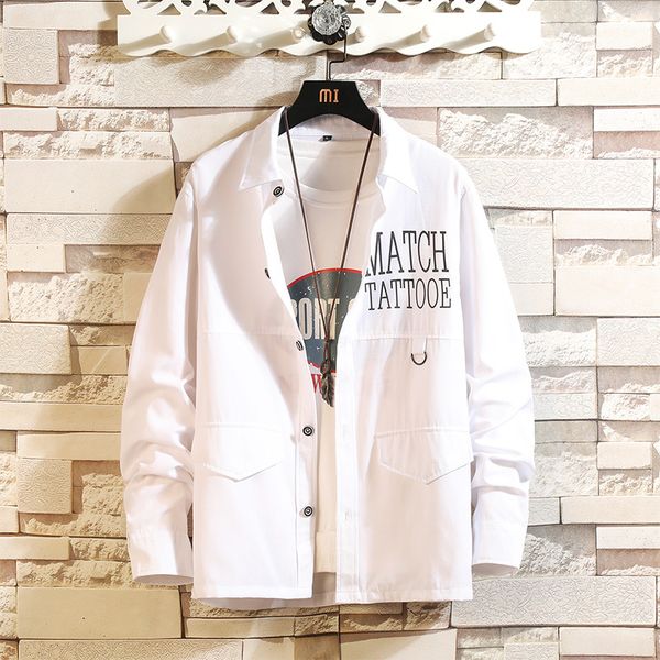 

2019 shirt design men cotton dress shirts spring long sleeve casual shirt men wedding white shirts plus size, White;black