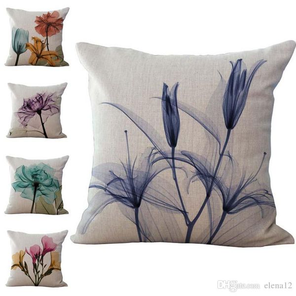 

decorative home cotton linen pillow case cover living room bed chair seat waist throw cushion small fresh flowers pillow cases 240429