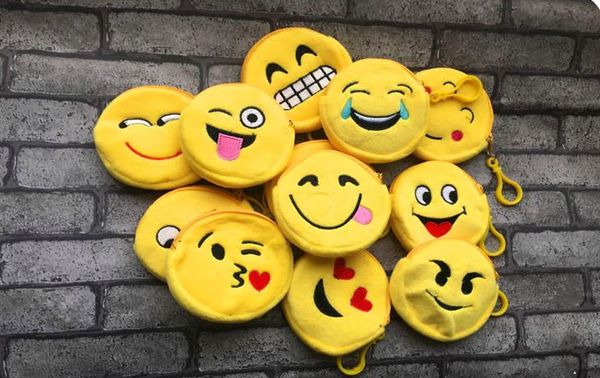 

mini little emojis coin bag 10models kid gift plush coin wallet purse pouch mini key hook coin bag, Red;black