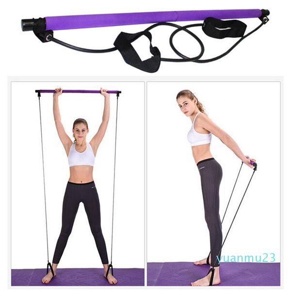 All'ingrosso-Yoga Pilates Stick Fitness Home Gym Body Workout Body Fasce di resistenza addominale Corda Puller Bodybuilding Pilates Bar Elastic Ba