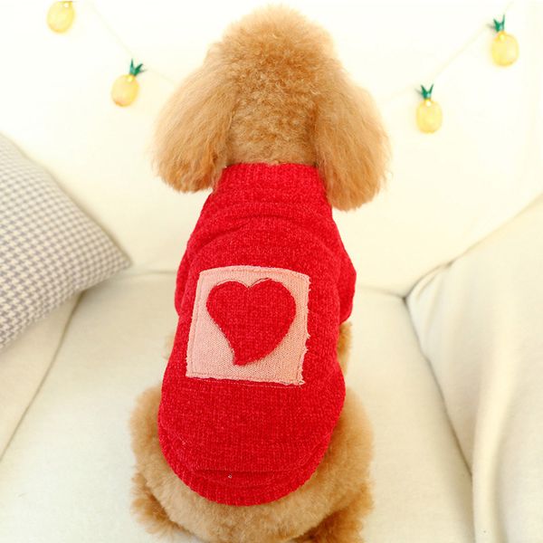 

winter fleece dog sweater jumper warm red heart pattern pet coat jacket puppy cat clothes pets apparel for small dogs chihuahua