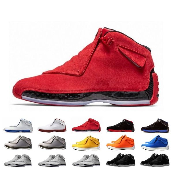 

18 red suede mens basketball shoes 18s gym red black sports shoes outdoor sneakers running athletics with box ment boots