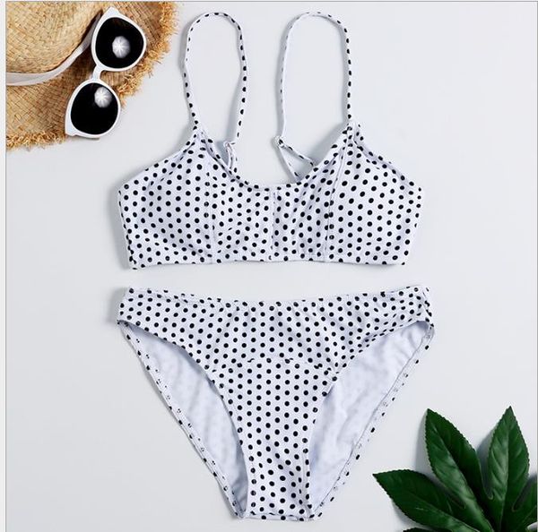 

2019 explosive european and american swimwear bikini printed new fashion with high-waist brassiere bikini separate swimwear