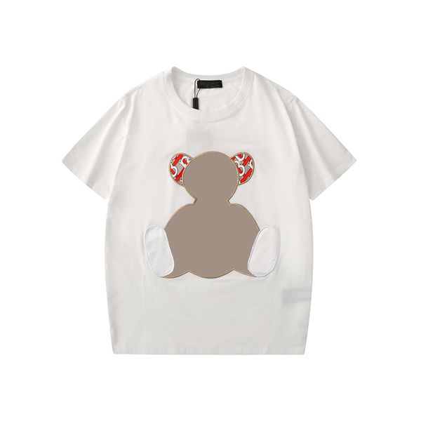 

fashion men women t shirt pure white black bear pattern men women short sleeve round neck 2020 summer new t shirt