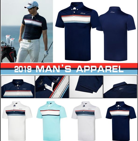 

2019golf men's sportswear short sleeve t-shirt4colors clothes s-xxl ing, Black;blue