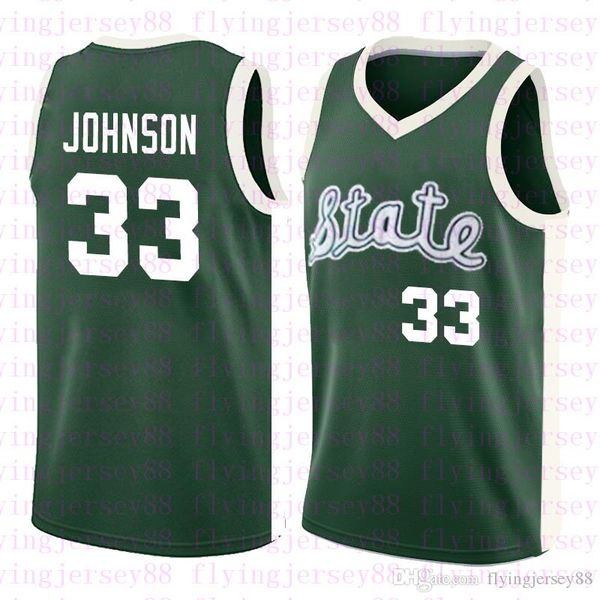 

NCAA Michigan State Spartans #33 Earvin Johnson Magic LA Green White College 33 Larry Bird High School Basketball Jerseys sadd