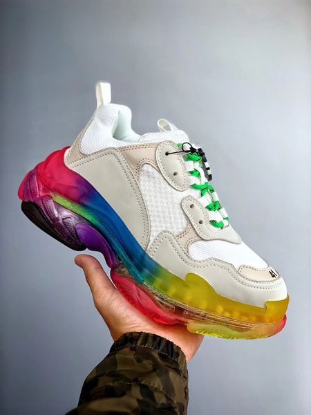 

paris new crystal bottom triple-s leisure shoes luxury dad shoes rainbow triple s sneakers for men women vintage kanye old grandpa trainer, Black