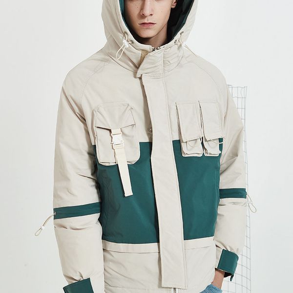

mens designer thick jackets luxury boys down coat with pockets brand casual warm hooded jacket mens winter clothes wholesale sell, Black;brown