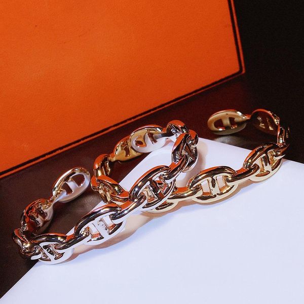 

brand pure 925 sterling silver jewelry for women steam punk lock bangle circle h wedding jewelry fashion party luxury bracelet mx190718