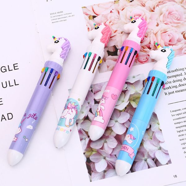 

#lhf96 1pc dream unicorn 10 colors ballpoint pen, Slivery;white