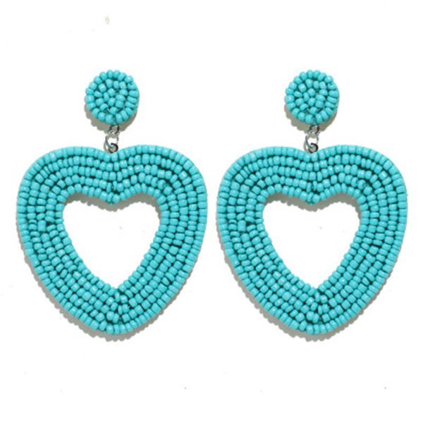 

diezi bohemian handmade beads drop earrings women colorful heart big pendant earrings wedding statement jewelry wholesale, Silver
