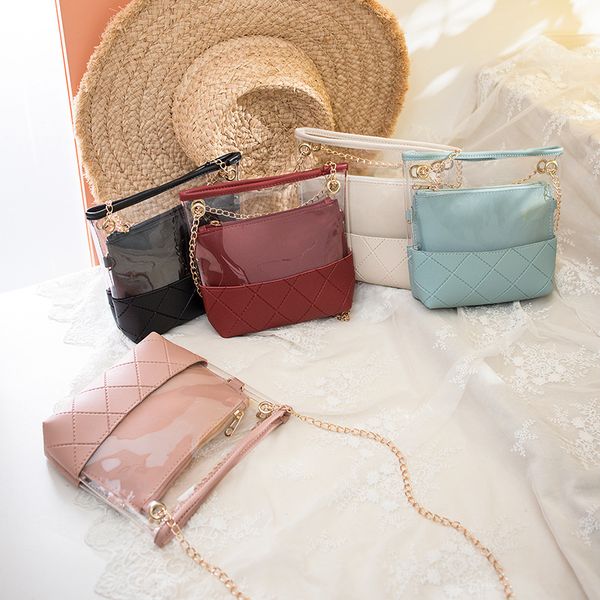 

2020 transparent jelly chain bag for women korean fashion mini clear shoulder bags small women clutch composite lady handbag