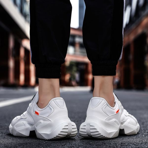 

hip hop mens chunky sneakers lace up casual shoes tenis sapato masculino high platform sneakers basket man walking shoes, Black