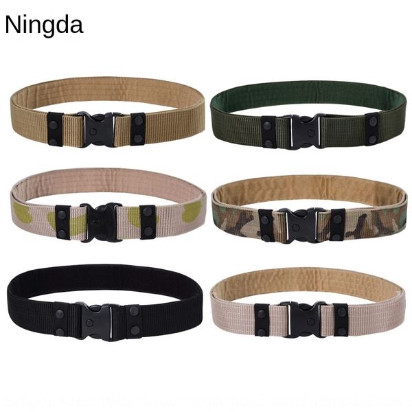 

pkvrc polka dot buckle black eagle five-way line canvas simple outfit non-standard mountaineering training canvas leather outer belt outdoor, Black;brown