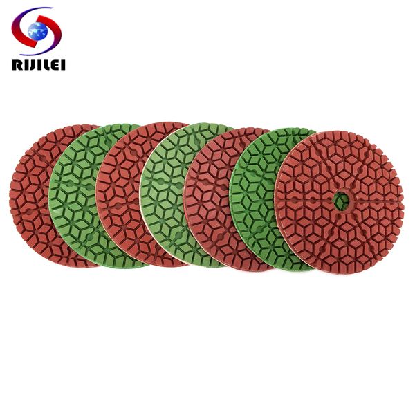 

rijilei 10шт / set marble полировальником 4 дюйма ламел диск для гранита 100мм wet полировка колодки wpd11