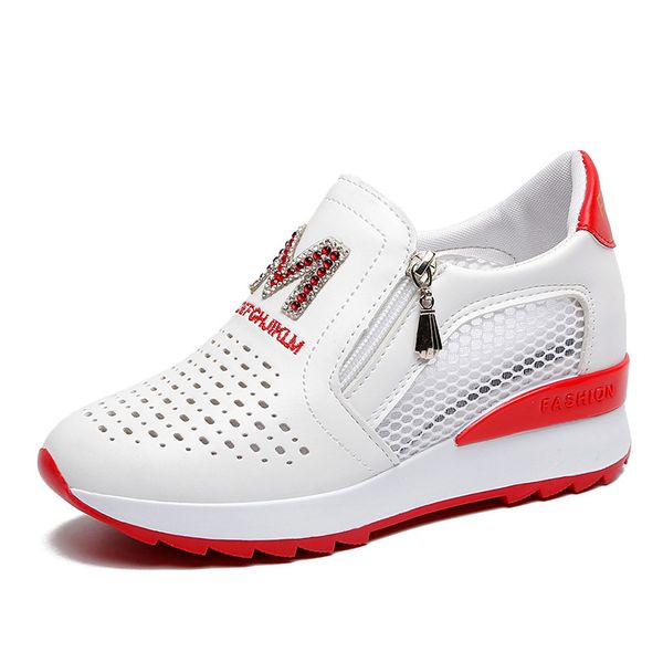 

high heel wedge sneakers platform white shoes summer women rhinestone shoes woman sneakers comfort zapatillas mujer casual plataforma, Black