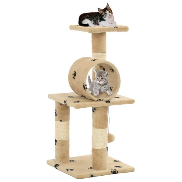 

scraper for cats with sisal pole 65 cm beige footprints other bird supplies