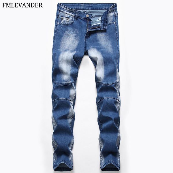 

plus size 42 men's casual jeans male slim stretch denim skinny jeans man, Blue