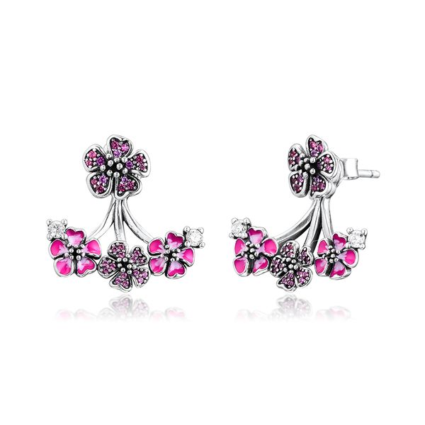 

2019 original earrings 925 sterling silver peach blossom stud earrings for women european style jewelry original fashion, Golden;silver
