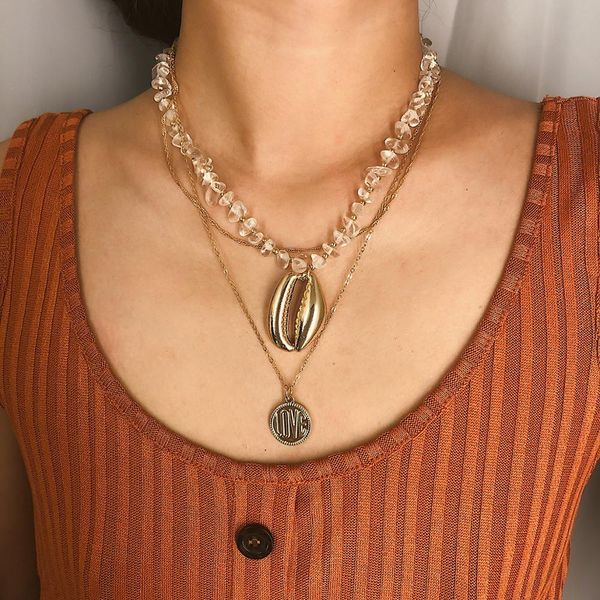 

diezi ethnic fashion shell pendant choker gold color chain necklaces 2019 new beach statement necklace for women jewelry, Silver