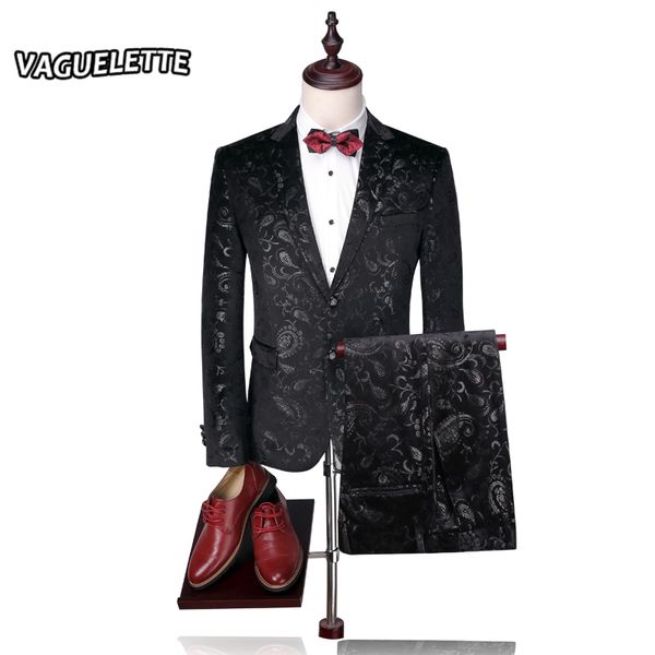 

blazer+pants) groom wedding suit mens print paisley floral stage wear for singer fashion slim fit mens suits with pants m-4xl, White;black