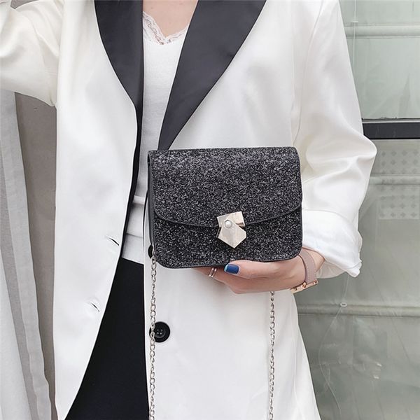 

white/black square bag sequins crossbody handbag chain shoulder bag tote