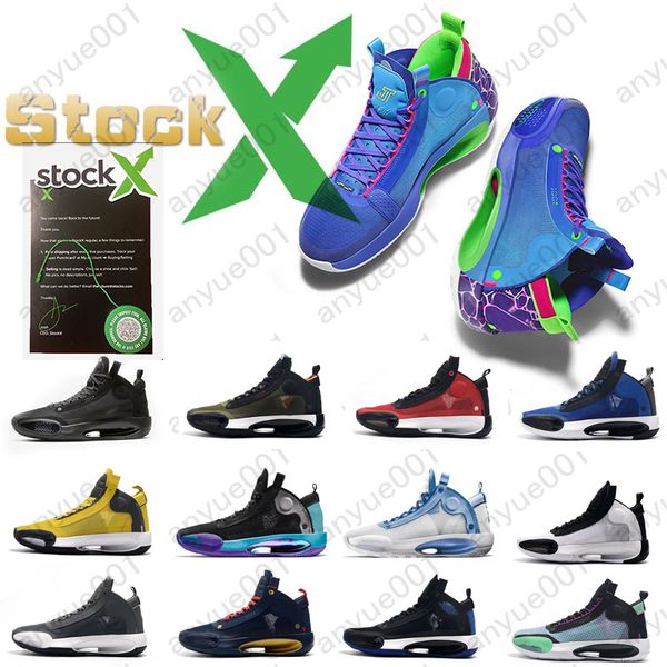 

stock x jumpman xxxiv 34s blue void sports basketball shoes authentic 34s bright amber white mint green orbital red designer sneakers us46