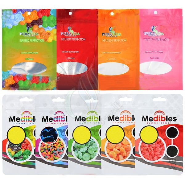 

Medibles Gummy конфеты Майларовый сумка Pura Gummies Пластиковые Top Zipper Герметичная пахнут Proof Edibles Розничная упаковка мешки Пакет Customized Добро пожаловать