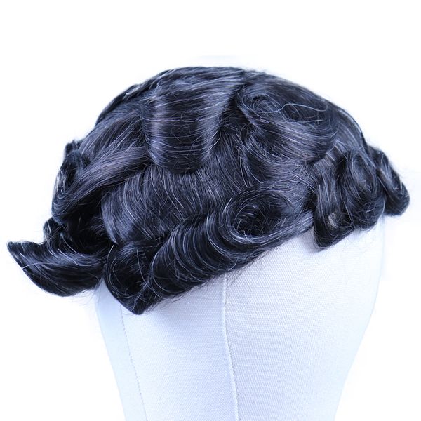 

men's toupee poly coating human hair wigs men hairpieces black durable