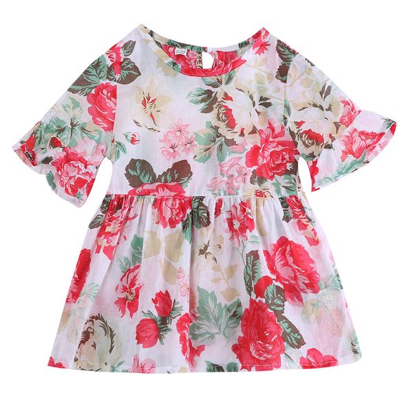 

lovely toddler kids baby girls summer clothes floral t-shirt blouse, Blue