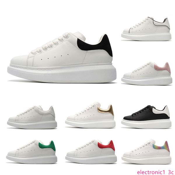 

2019 designer luxury white leather casual shoes for girl women men black gold red grey suede comfortable flat sneakers size 35-44, Black;green