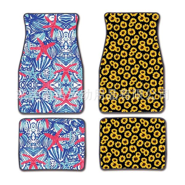 Universal Car Floor Mats Leopard Print Foot Carpets Suit Anti