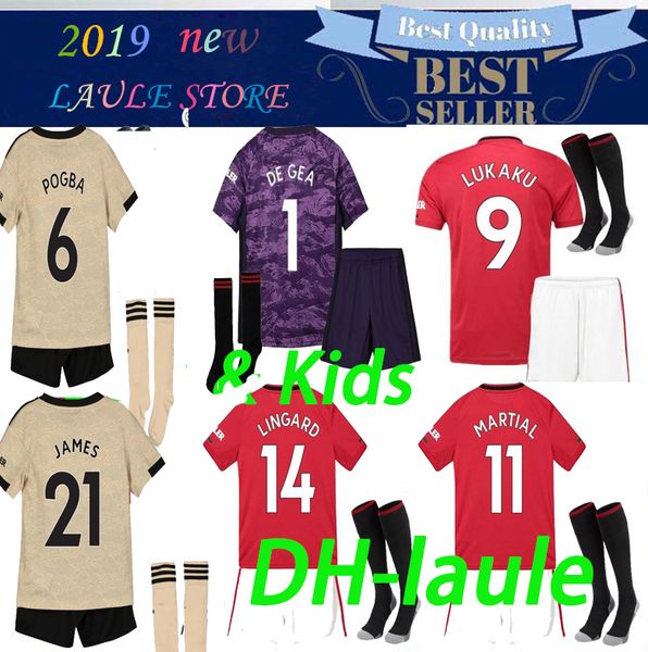 

19 20 pogba manchester soccer jersey hone kids kit 2019 2020 jerseys utd united lukaku rashford lingard football shirt boys goalkeeper kit, Black;yellow