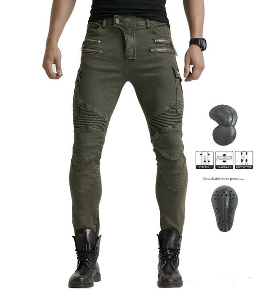 

army green leisure jeans for motorcycle ride motorcycle racing jeans trousers