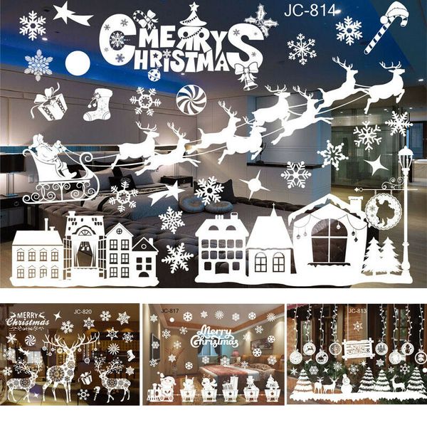 

Christmas Decorations For Home Xmas Santa Glass Window Stickers Removable Window Stickers Art Decal Wall Home Shop Decor