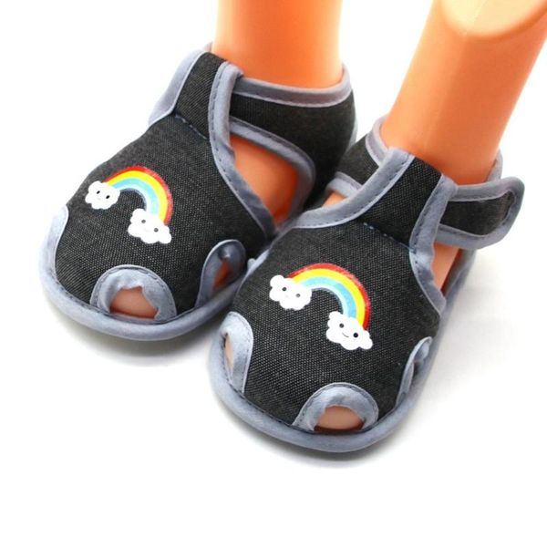 

summer baby rainbow cotton soft bottom sandals, Black;red