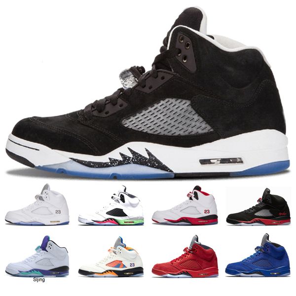 

new arrival 5 oreo basketball shoes for men white cement black metallic red blue suede space jam metallic silver white grap sport sneakers