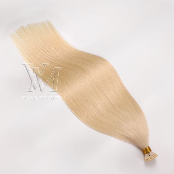 VMAE 11A Double Drawn Platinum Blonde 100 g indischer europäischer gerader Keratin-Stick I Tip 100 % Remy Virgin Vorgebundene Echthaarverlängerungen