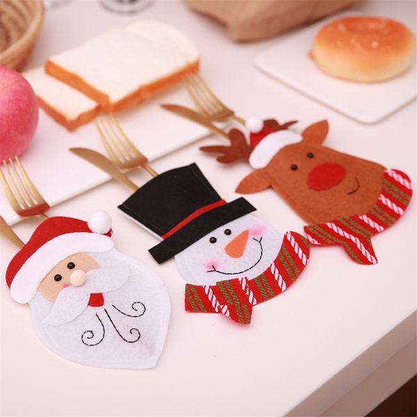 

cartoon style knife fork sleeves santa claus modeling tableware sleeve christmas decorations dinnerware cover selling 2 1hb l1